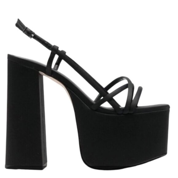 Cult Gaia Moriah Platform High Block Heel Sandal Black Size 7 New In Box - Picture 12 of 16